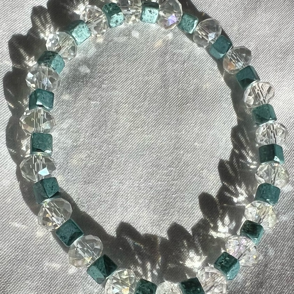 Elegant Crystal and Turquoise Beaded Bracelet
